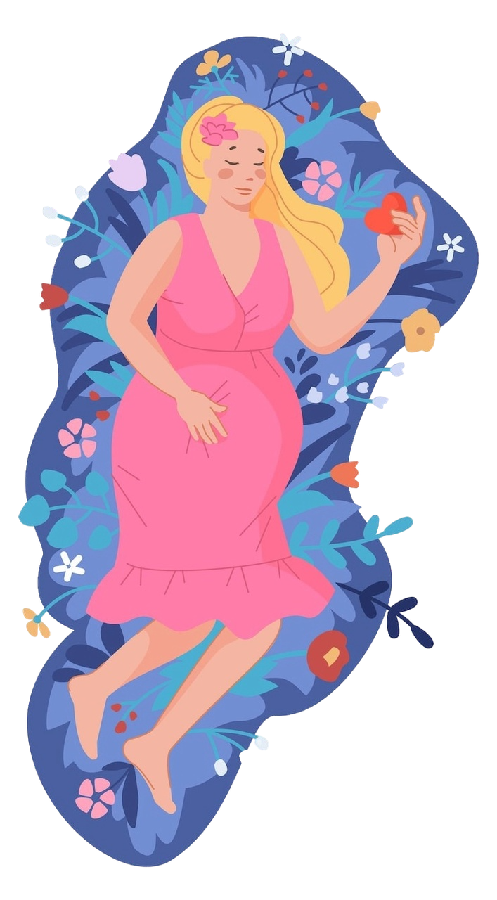 Беременная женщина с цветами